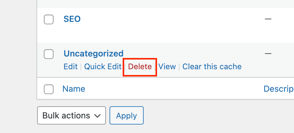 delete uncategorized category