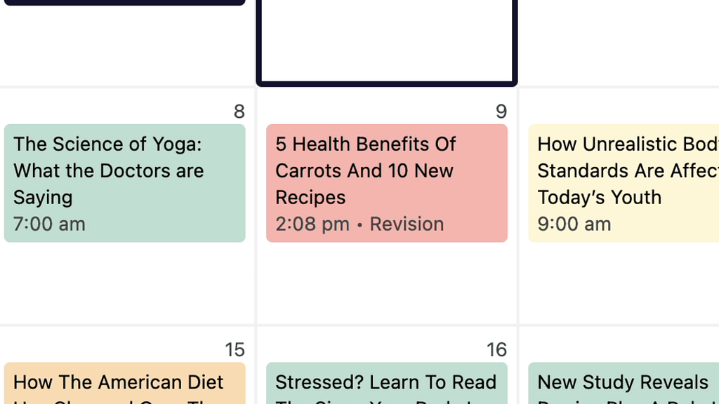 Revision label on post in calendar
