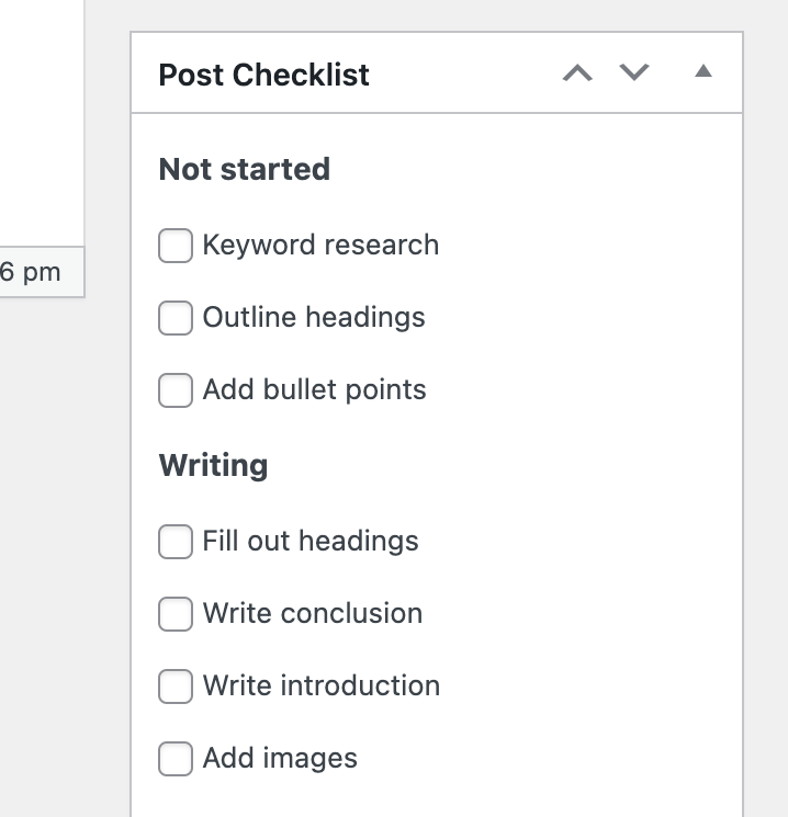 Post checklists with the Classic Editor installed