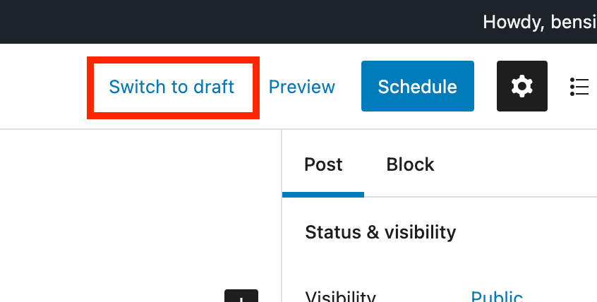"Switch to draft" button
