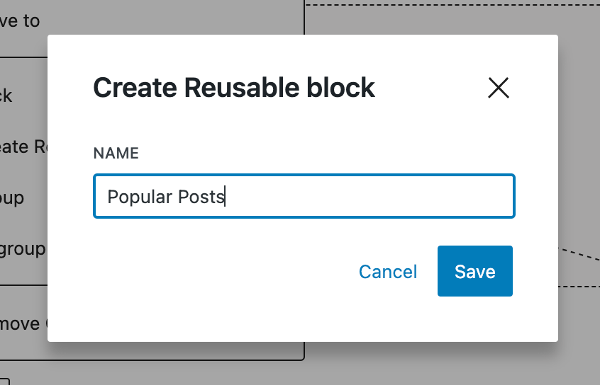 Name reusable block