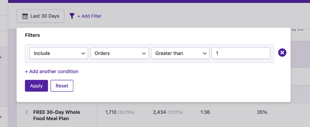 Filtering out low orders