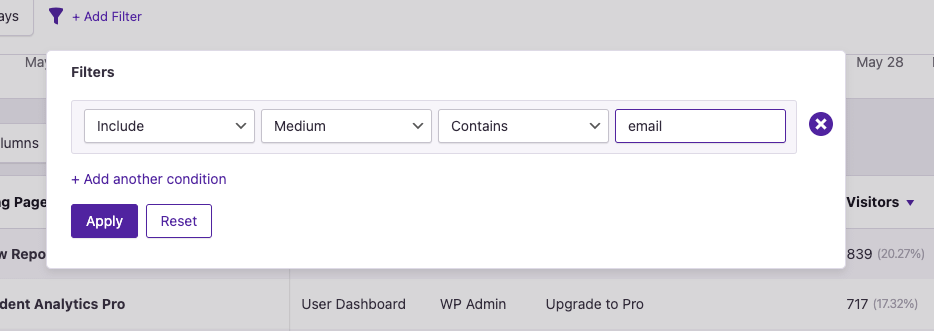 Filter campaigns by email