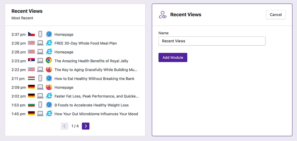 Recent Views module