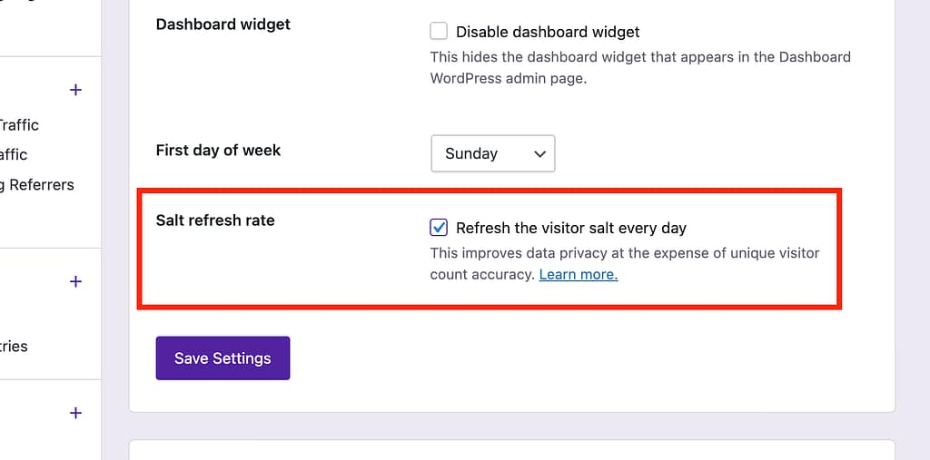 Daily salt refresh setting