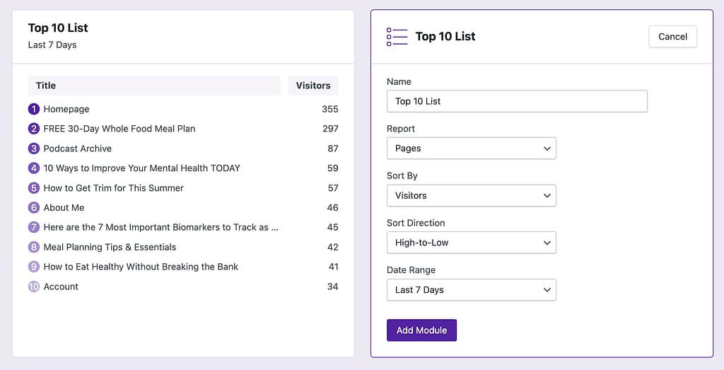 Top Ten module