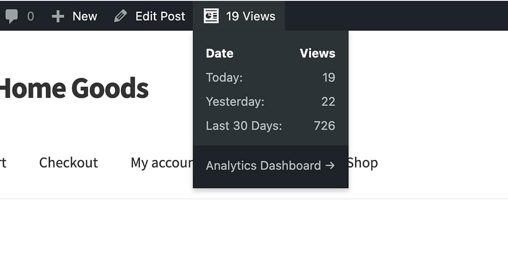 Admin bar stats