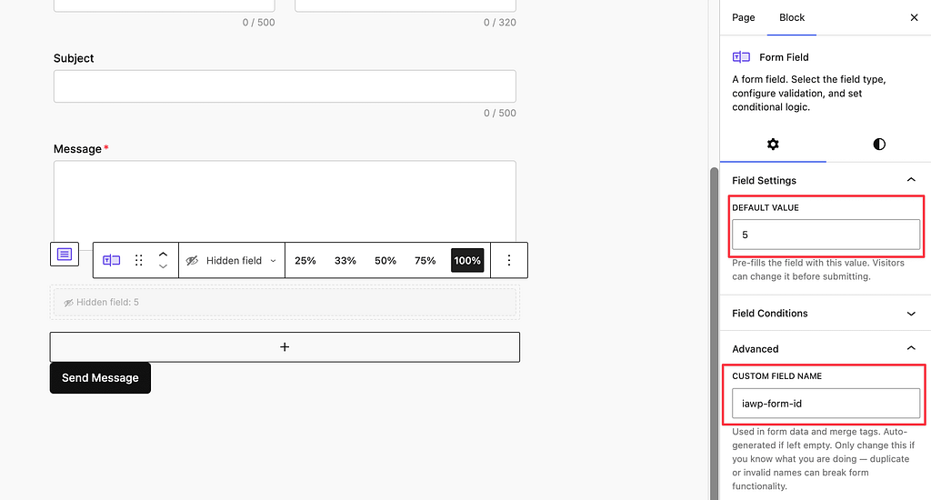 Superb Addons hidden form field