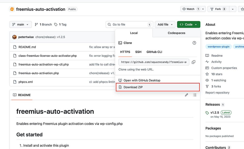 Download freemius auto activation plugin