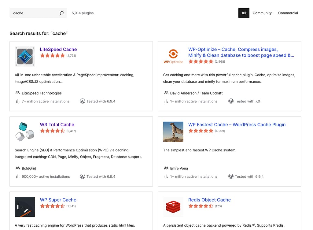 Caching plugins