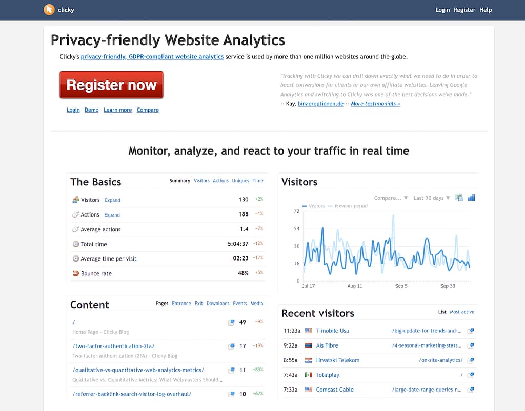 Clicky website