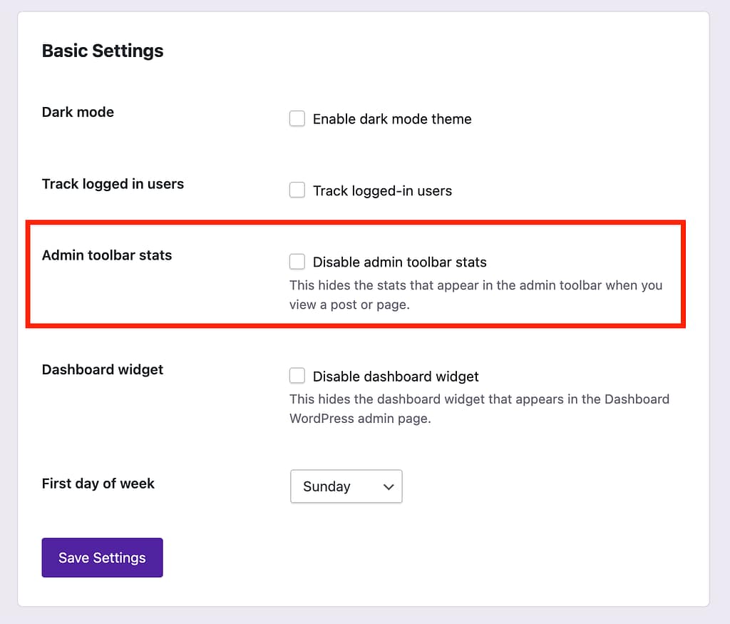 Disable admin bar stats