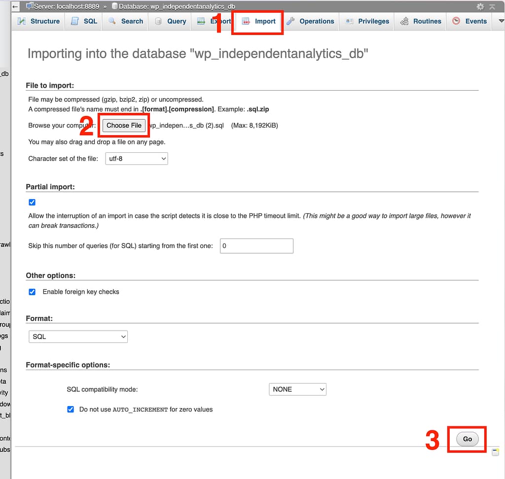 Import tables