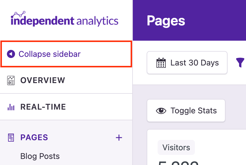 Collapse sidebar