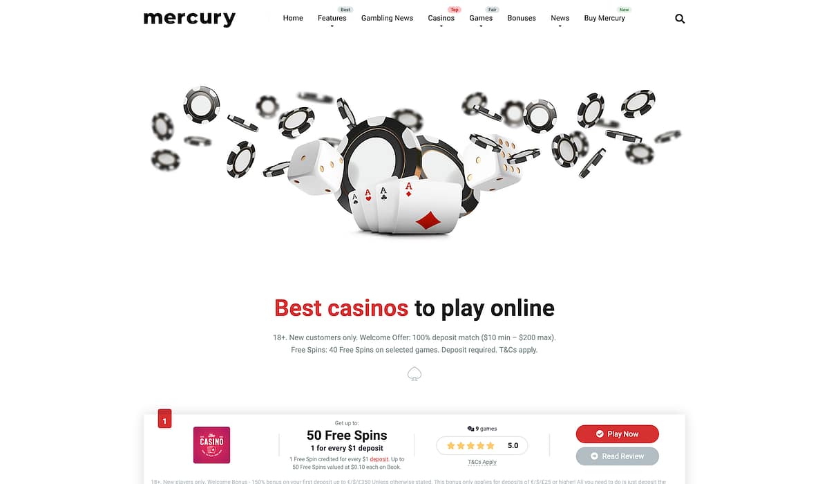 Mercury casino affiliate theme