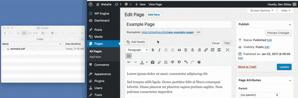 Uploading PDF in a page
