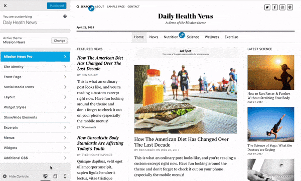 Customizer Device Sizes