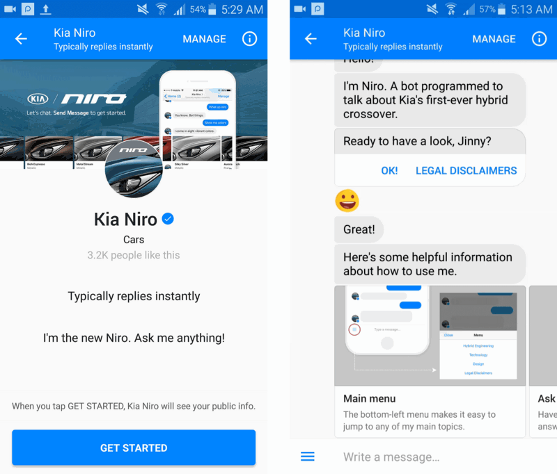 Messenger Bot Interface