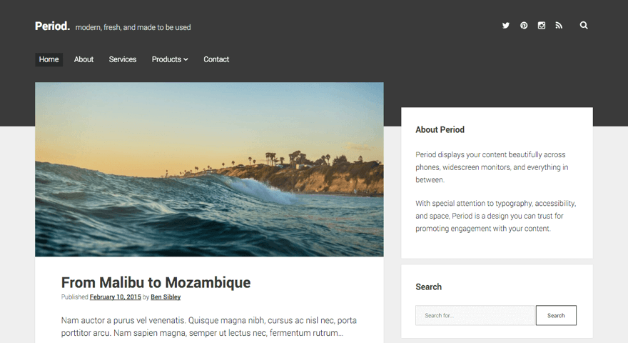 Period WordPress theme