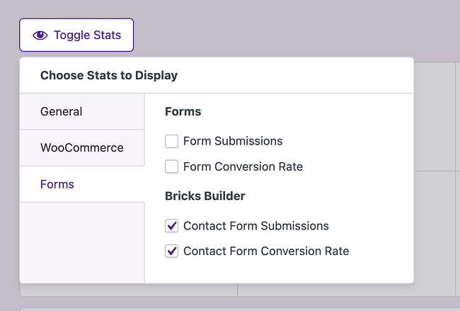 Bricks builder form stats