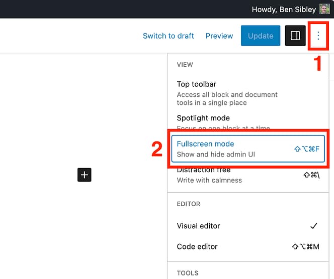 Disable fullscreen mode