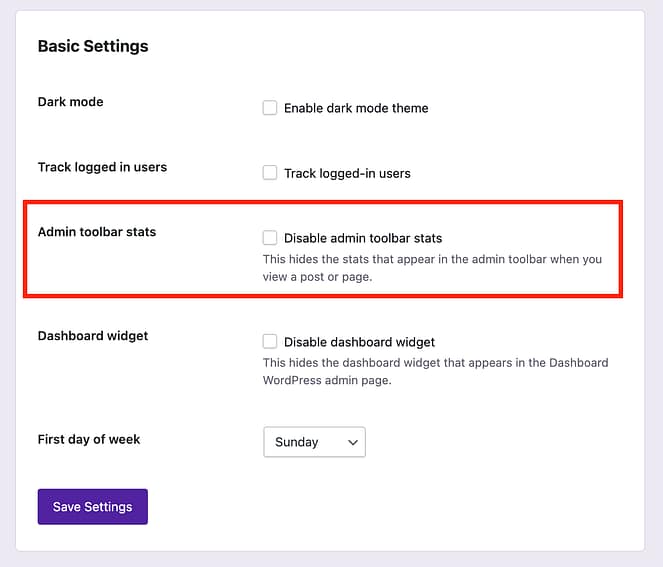 Disable admin bar stats