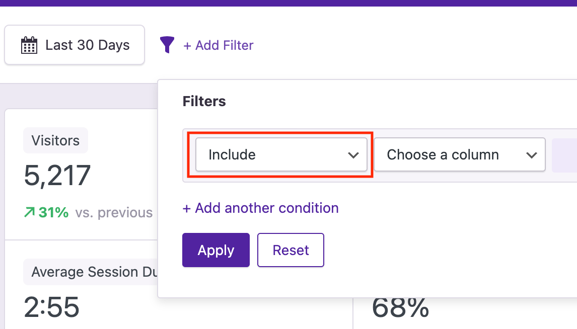 Inclusive filter option