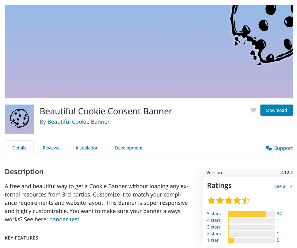 Beautiful cookie consent banner