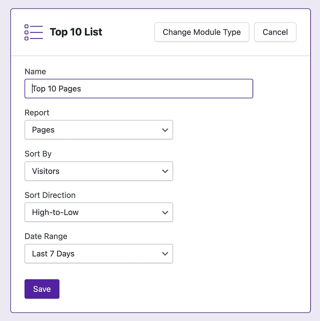 Editing top ten module