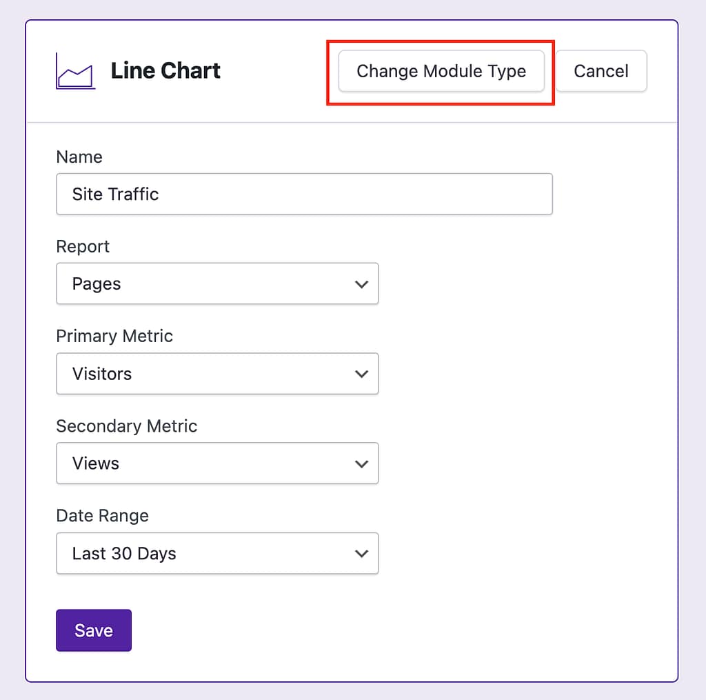 Change module type button