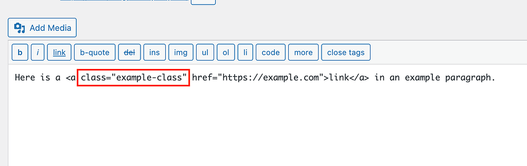 Adding a class with the Classic Editor
