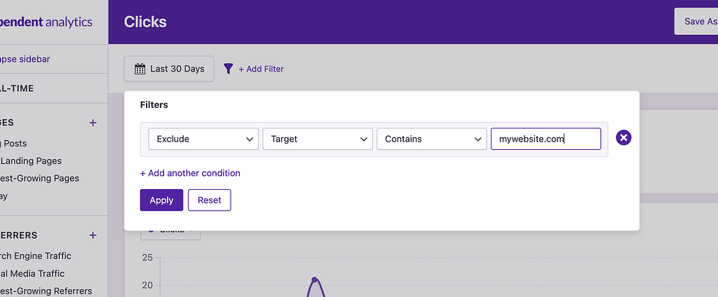 Exclude domain clicks report
