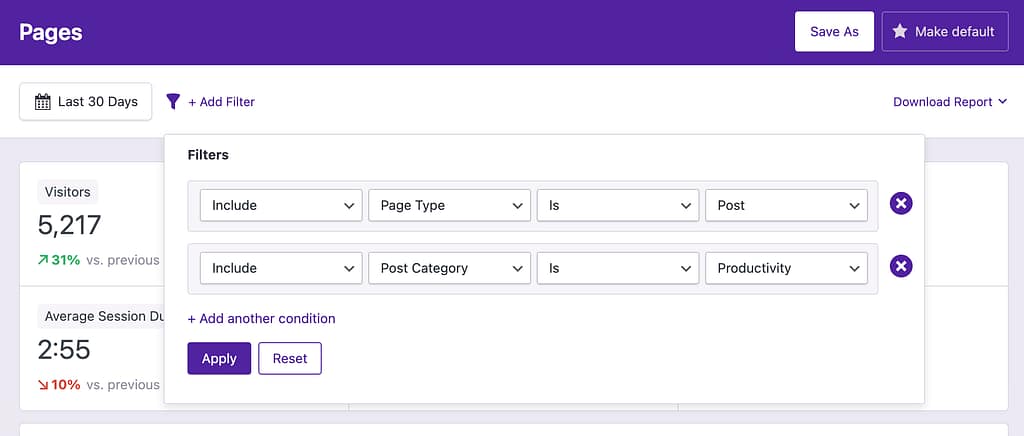 Multiple filters in use