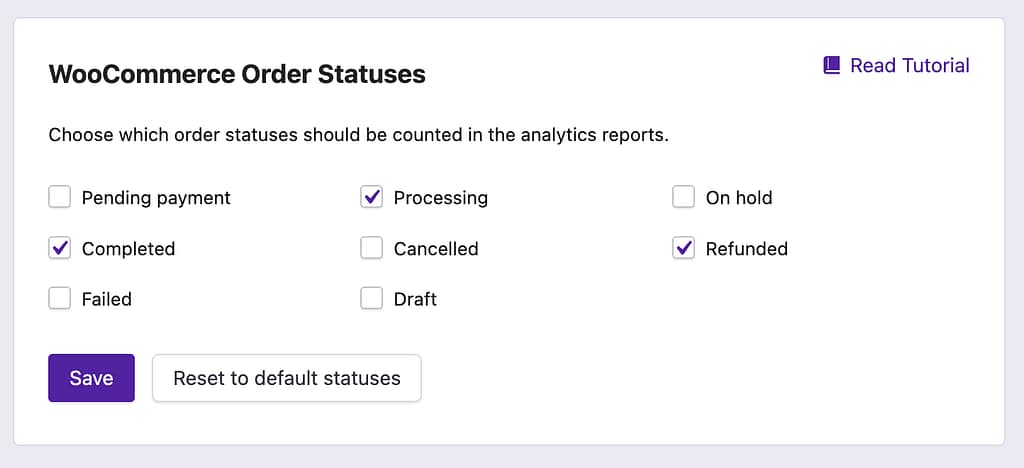 WooCommerce order statuses
