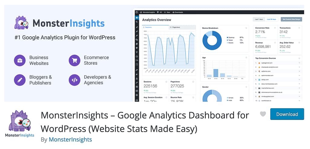 MonsterInsights plugin page