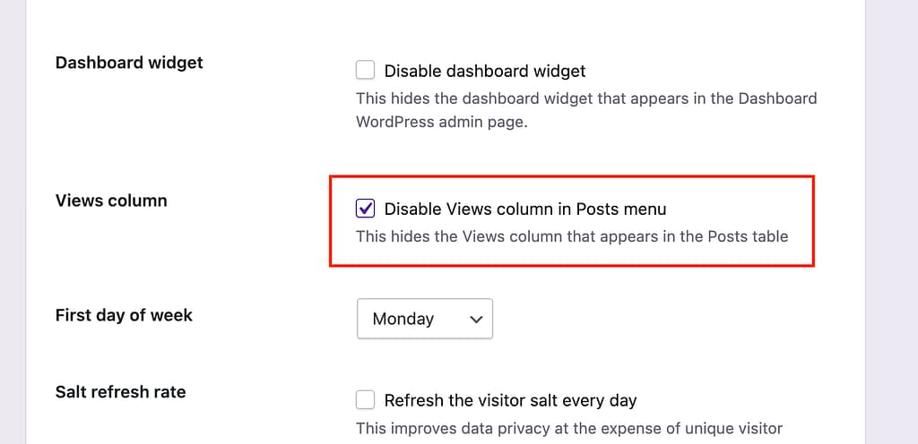 Disable Views column in Posts menu