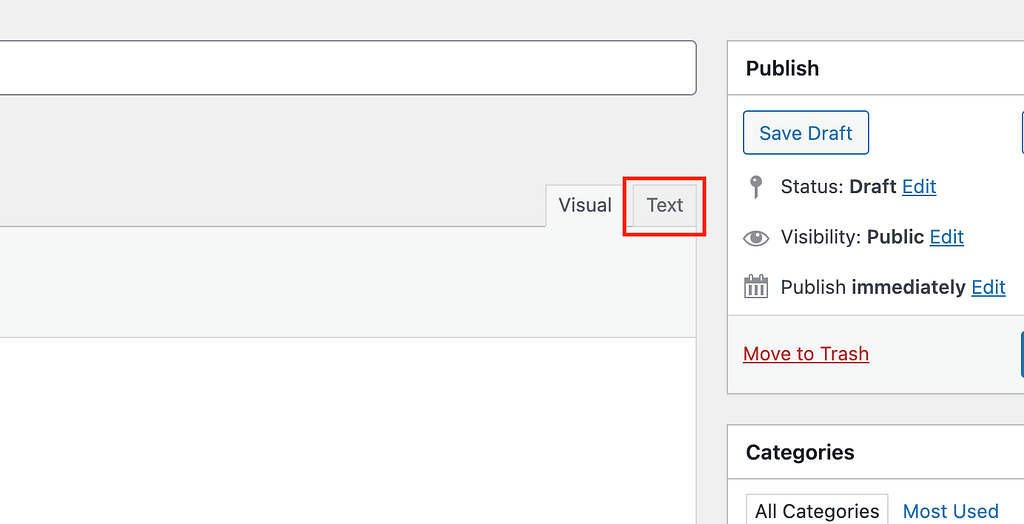 Classic Editor "Text" tab
