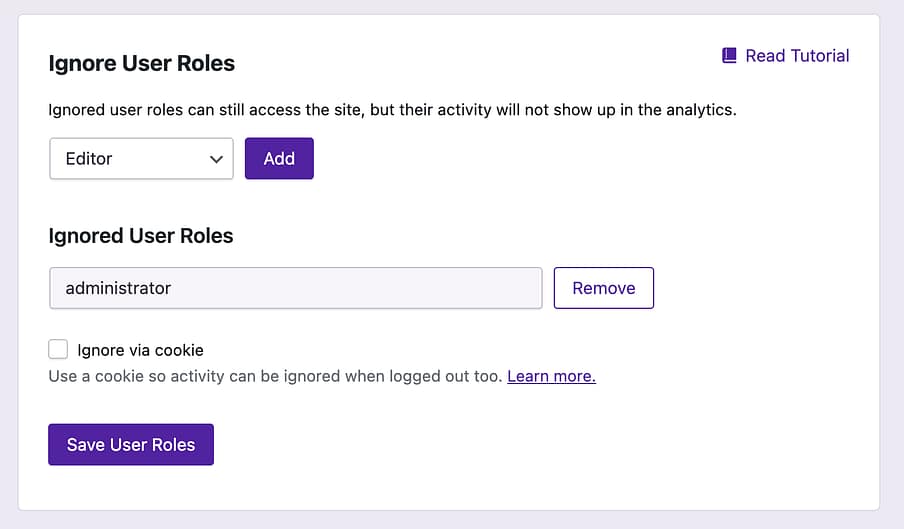Block by User Role form