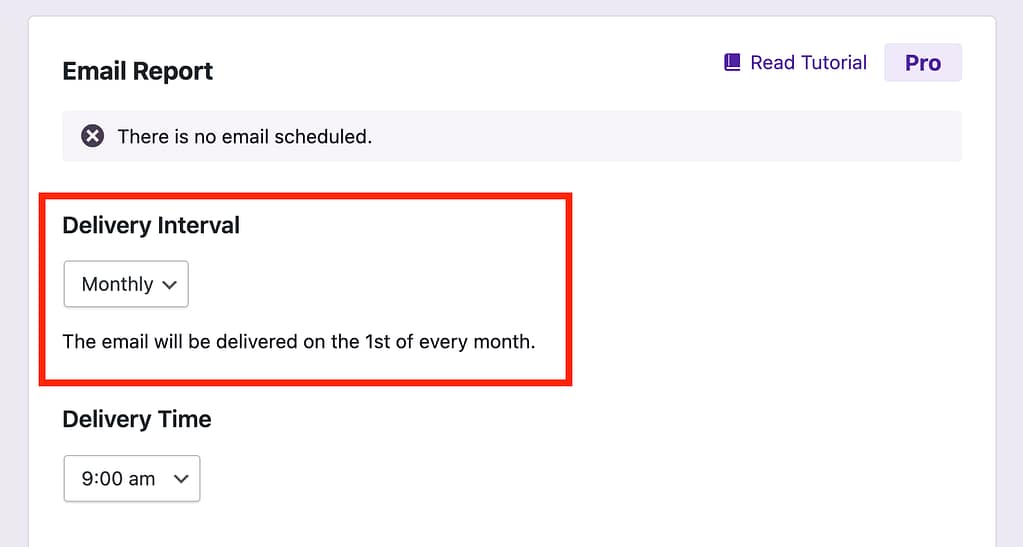 Email delivery interval