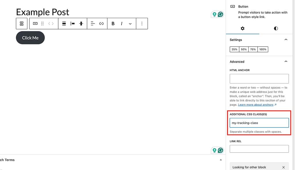 Ading class to button
