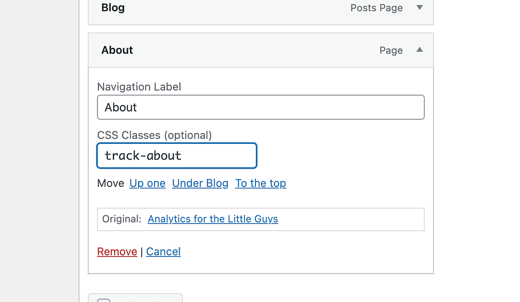 Track menu item clicks