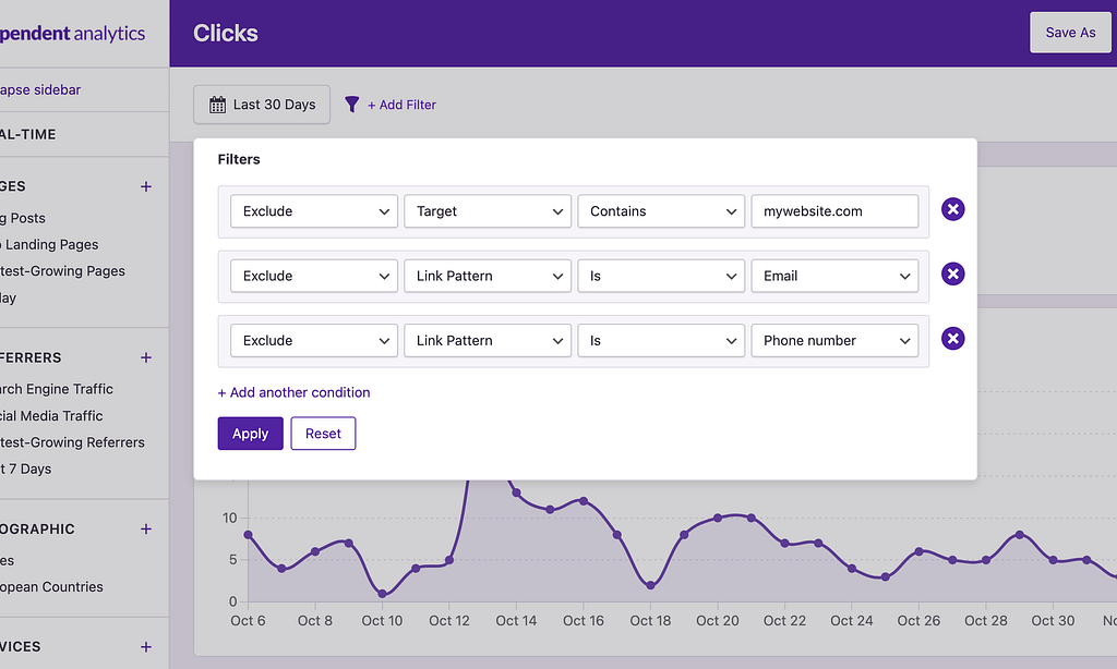 Exclude filters for outbound report