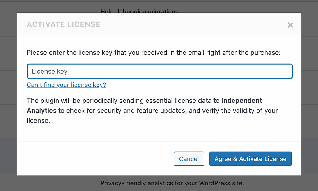 License activation form