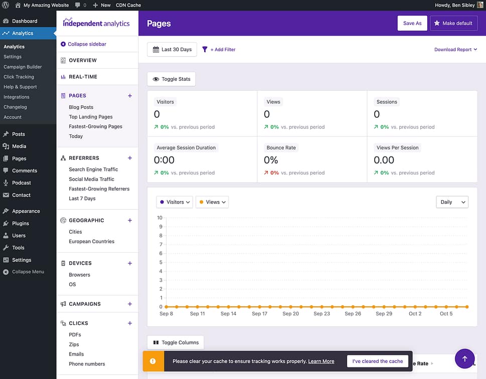 New analytics dashboard