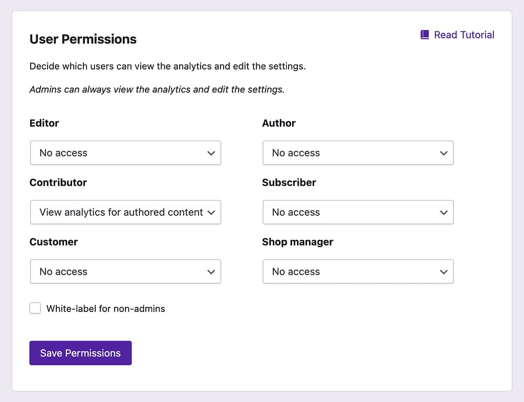 Author analytics access