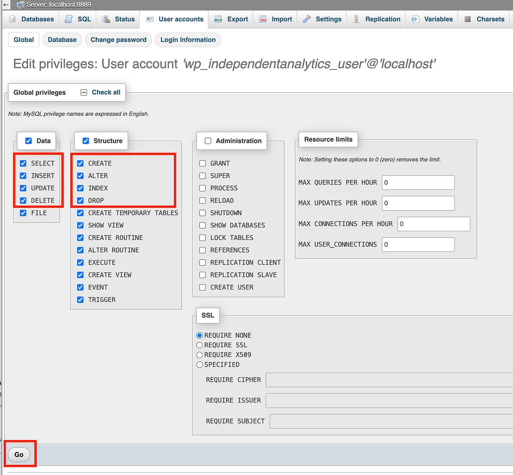 Required permissions