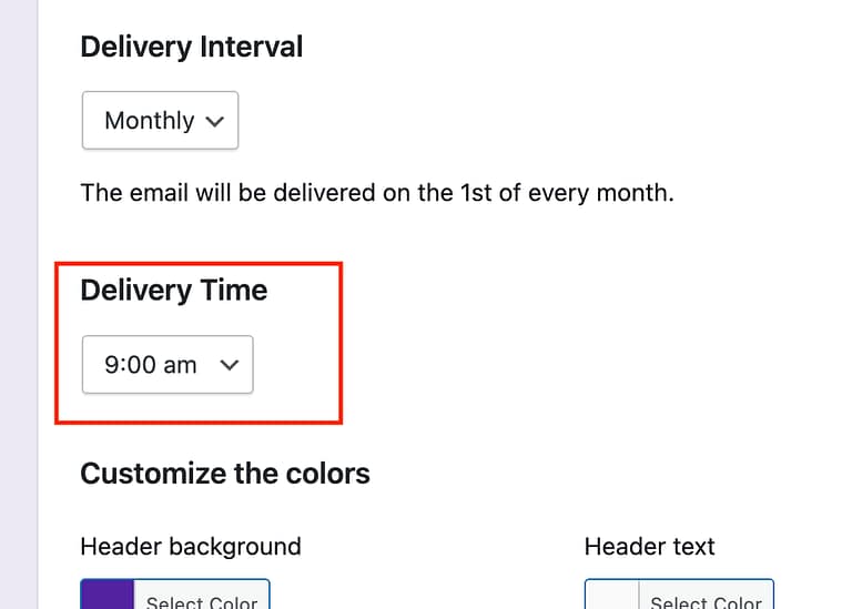 Email report delivery time