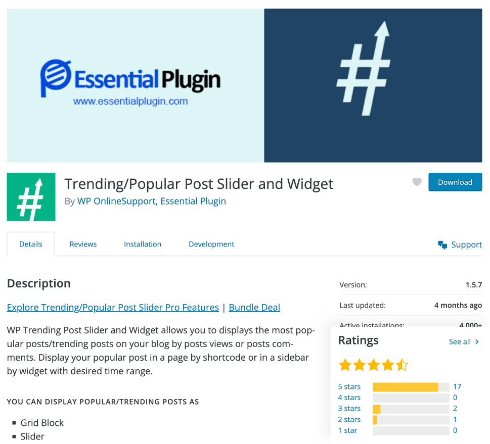 Trending popular post slider widget
