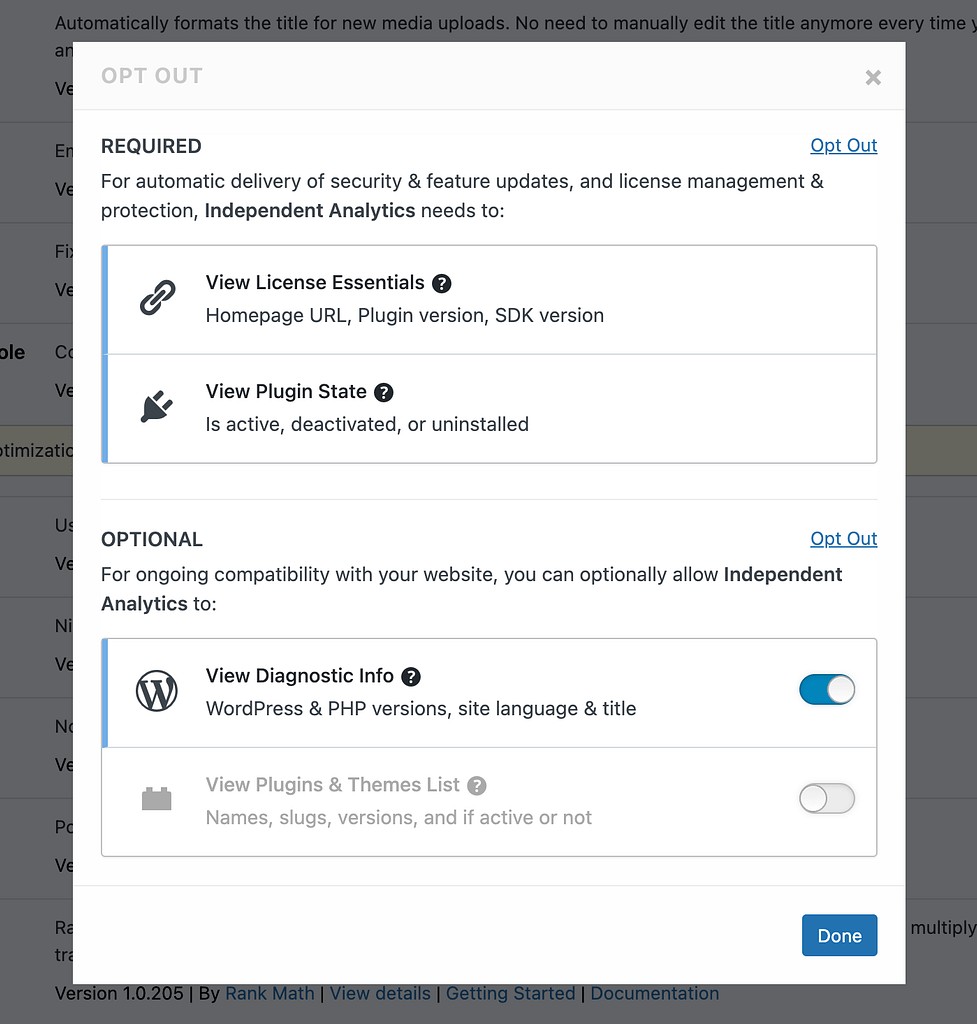 Freemius Pro plugin Opt Out