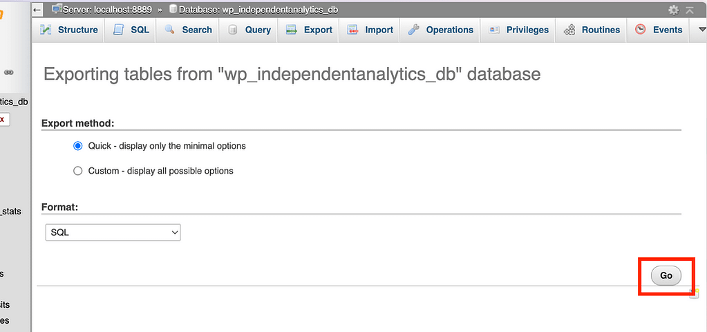 Complete data export